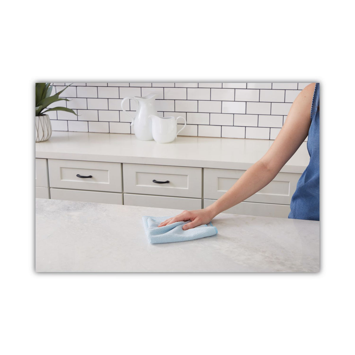 Microfiber Cleaning Cloths, 16 x 16, Blue, 24/Pack