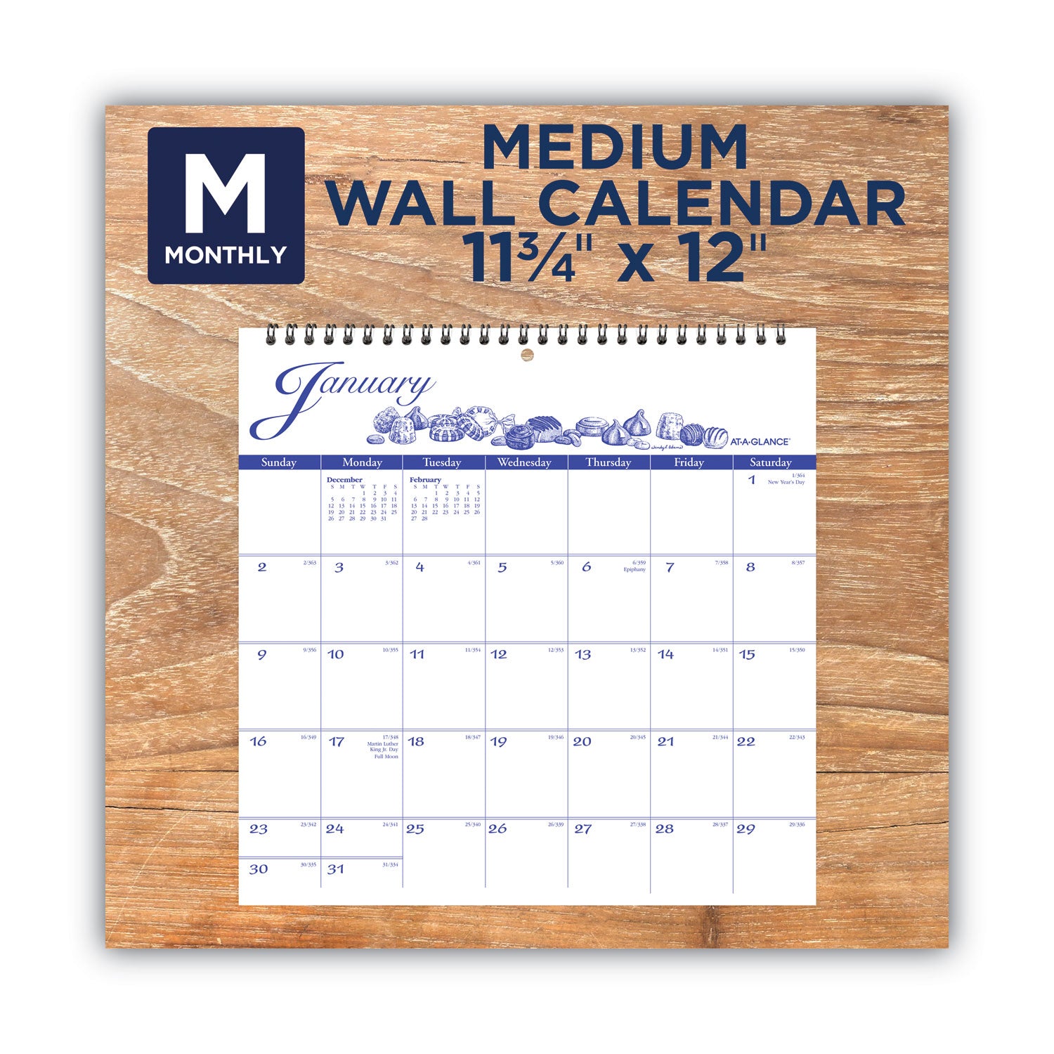 Illustrators Edition Wall Calendar, Victorian Illustrations Artwork, 12 x 12, White/Blue Sheets, 12-Month (Jan to Dec): 2024