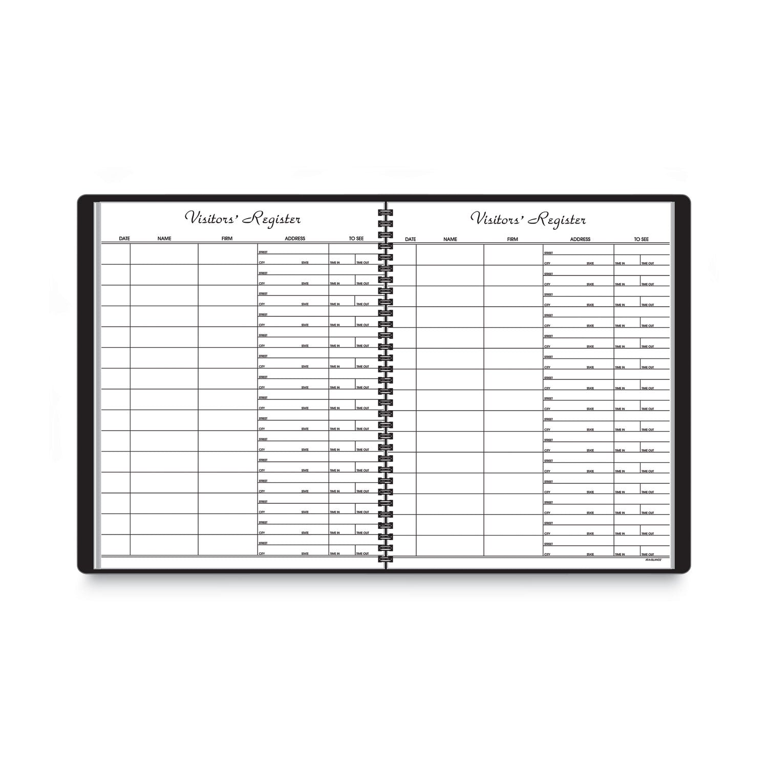 Visitor Register Book, Black Cover, 10.88 x 8.38 Sheets, 60 Sheets/Book - 