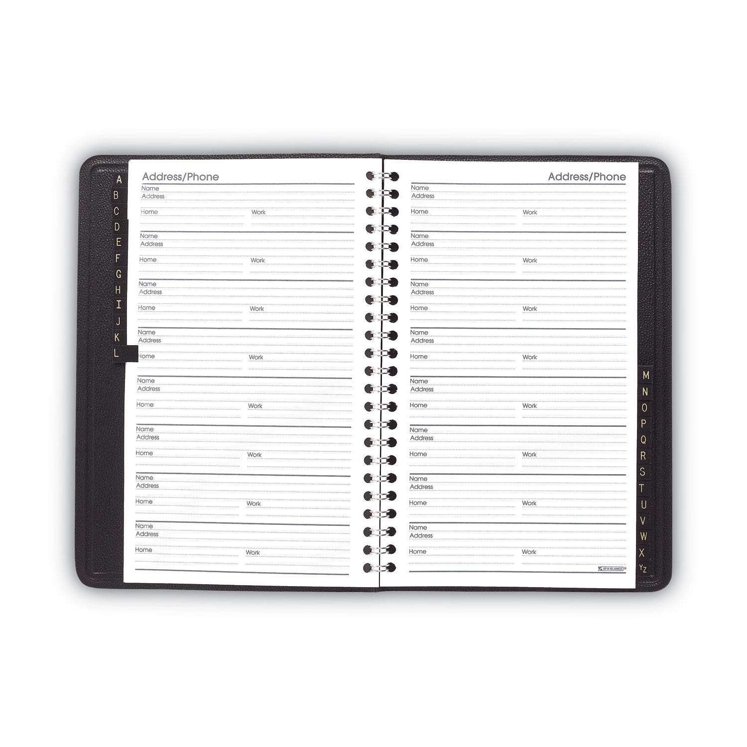 Telephone/Address Book, 4.78 x 8, Black Simulated Leather, 100 Sheets - 