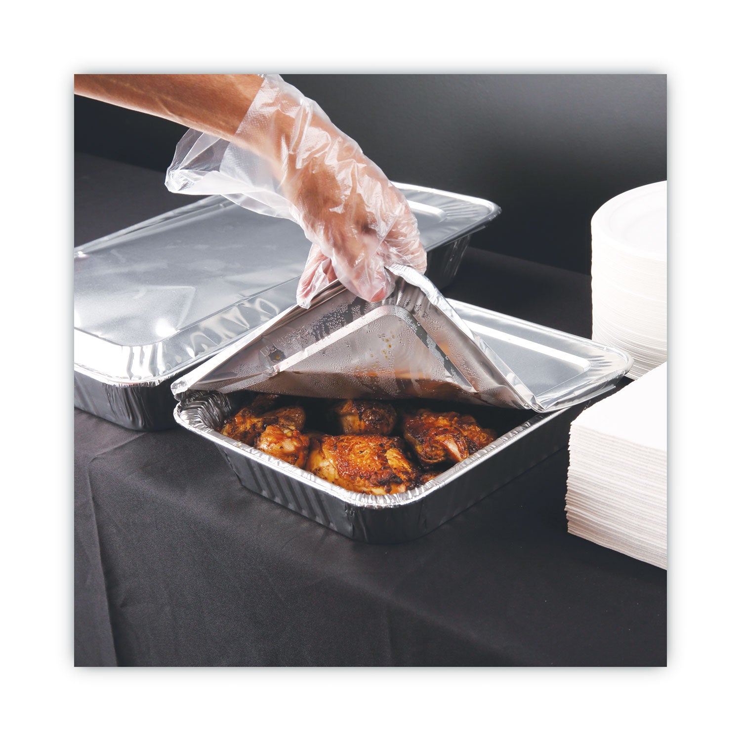 Aluminum Steam Table Pan Lids, Fits Half-Size Pan, Deep, 10.5 x 12.81 x 0.63, 100/Carton