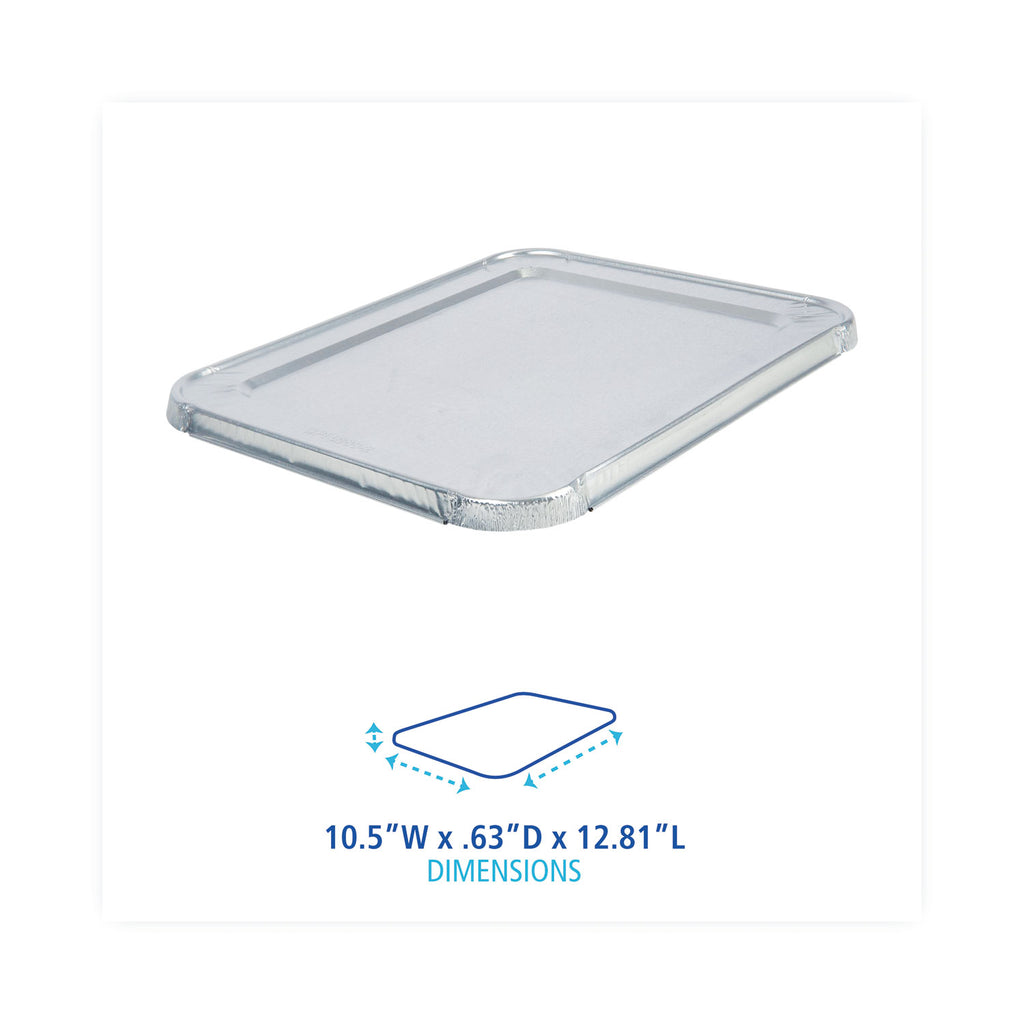 Aluminum Steam Table Pan Lids, Fits Half-Size Pan, Deep, 10.5 x 12.81 x 0.63, 100/Carton