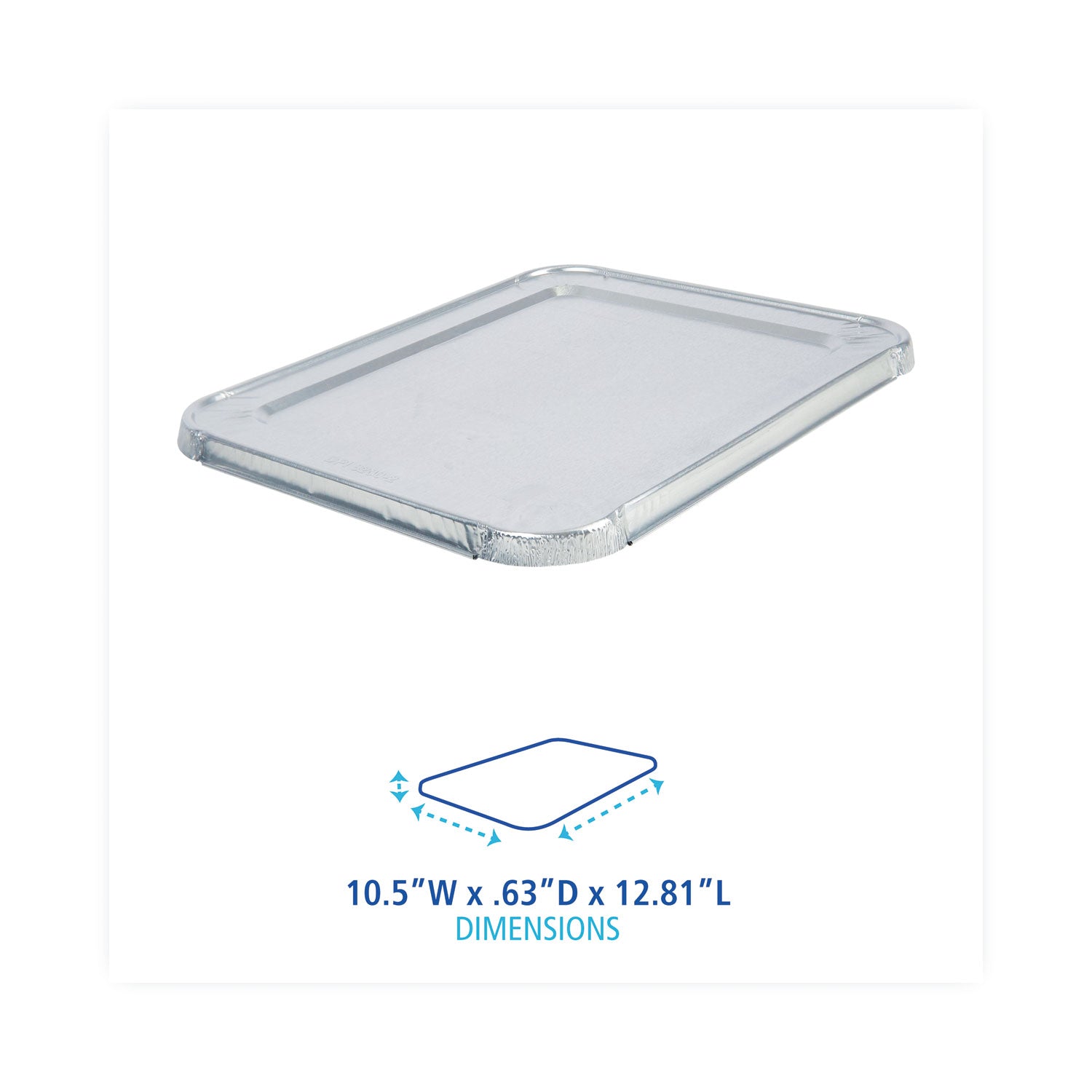 Aluminum Steam Table Pan Lids, Fits Half-Size Pan, Deep, 10.5 x 12.81 x 0.63, 100/Carton