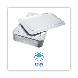 Aluminum Steam Table Pan Lids, Fits Full-Size Pan, Deep,12.88 x 20.81 x 0.63, 50/Carton