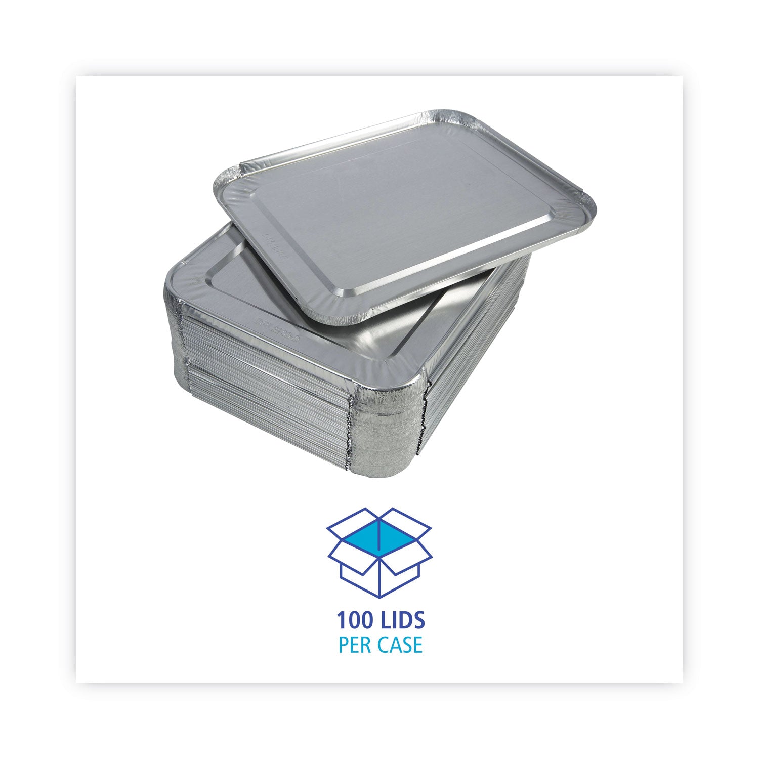 Aluminum Steam Table Pan Lids, Fits Half-Size Pan, Deep, 10.5 x 12.81 x 0.63, 100/Carton