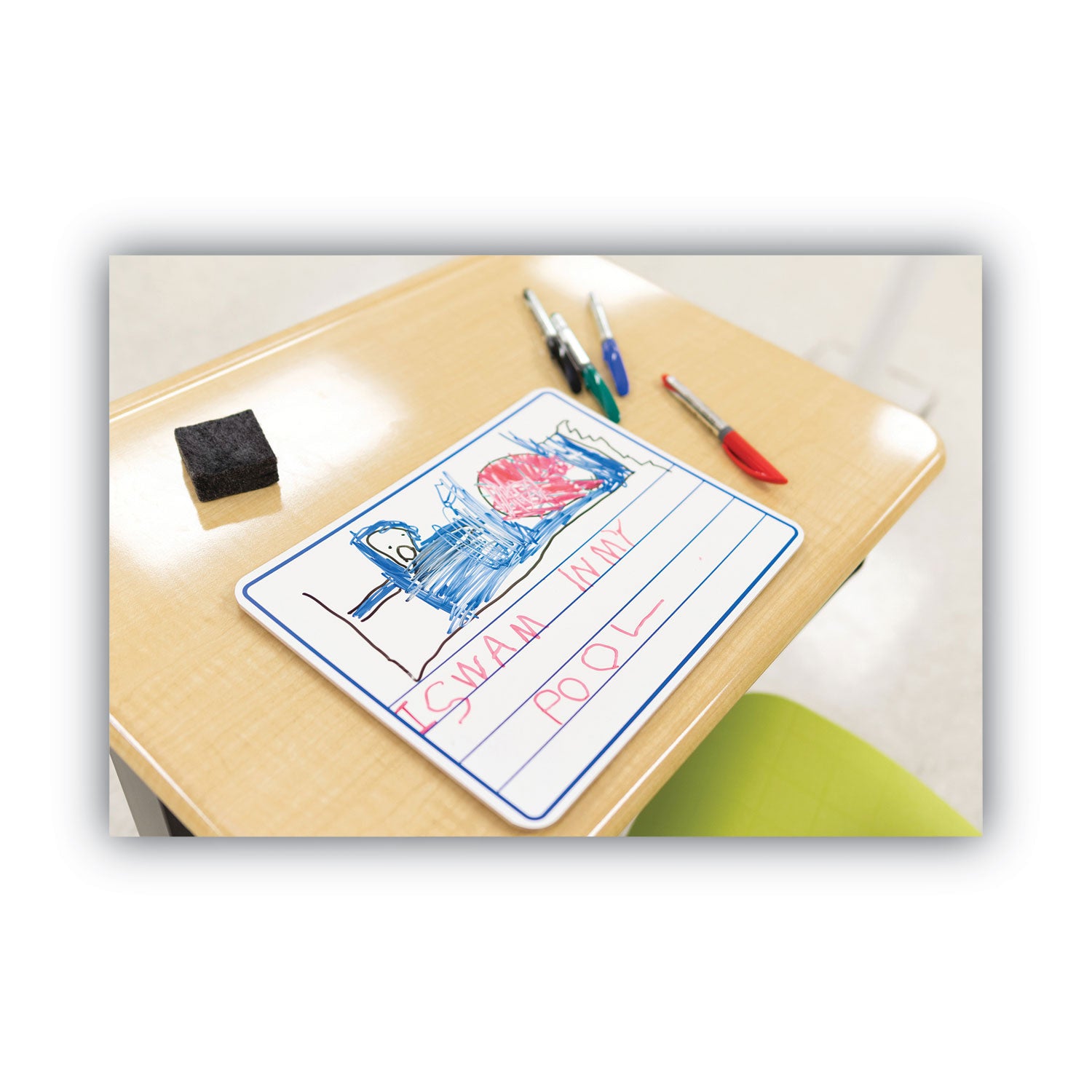 Dry Erase Student Boards, 12 x 9, Blue/White Surface, 10/Set - 