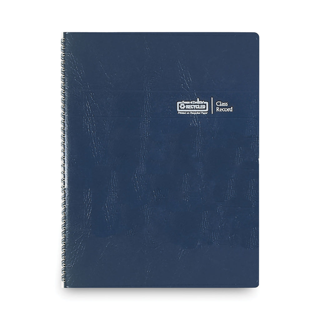 Recycled Class Record Book, 9-10 Week Term: Two-Page Spread (35 Students), Two-Page Spread (8 Classes), 11 x 8.5, Blue Cover