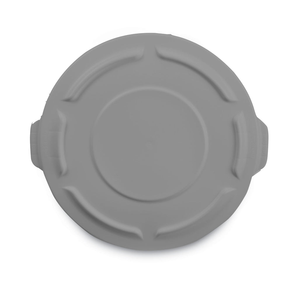 BRUTE Self-Draining Flat Top Lids for 55 gal Round BRUTE Containers, 26.75" Diameter, Gray