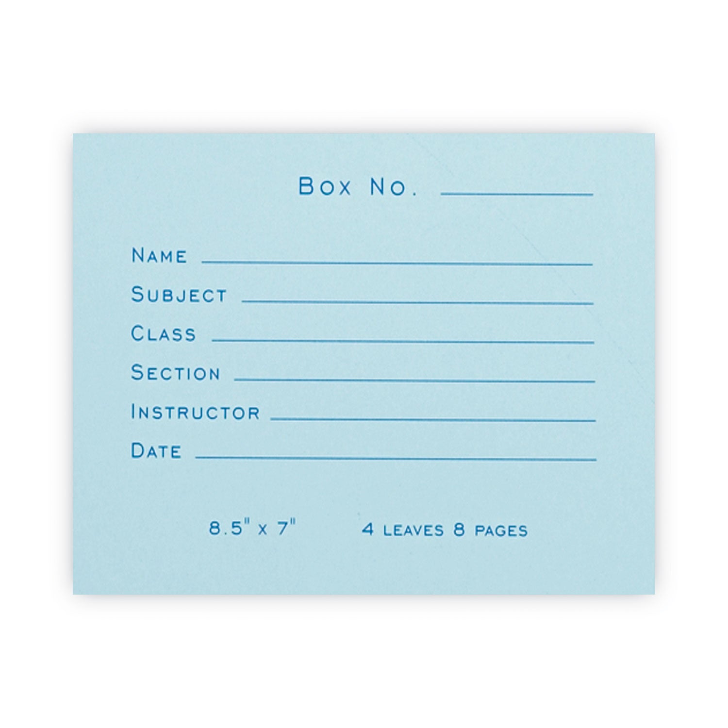 Examination Blue Book, Wide/Legal Rule, Blue Cover, (4) 8.5 x 7 Sheets