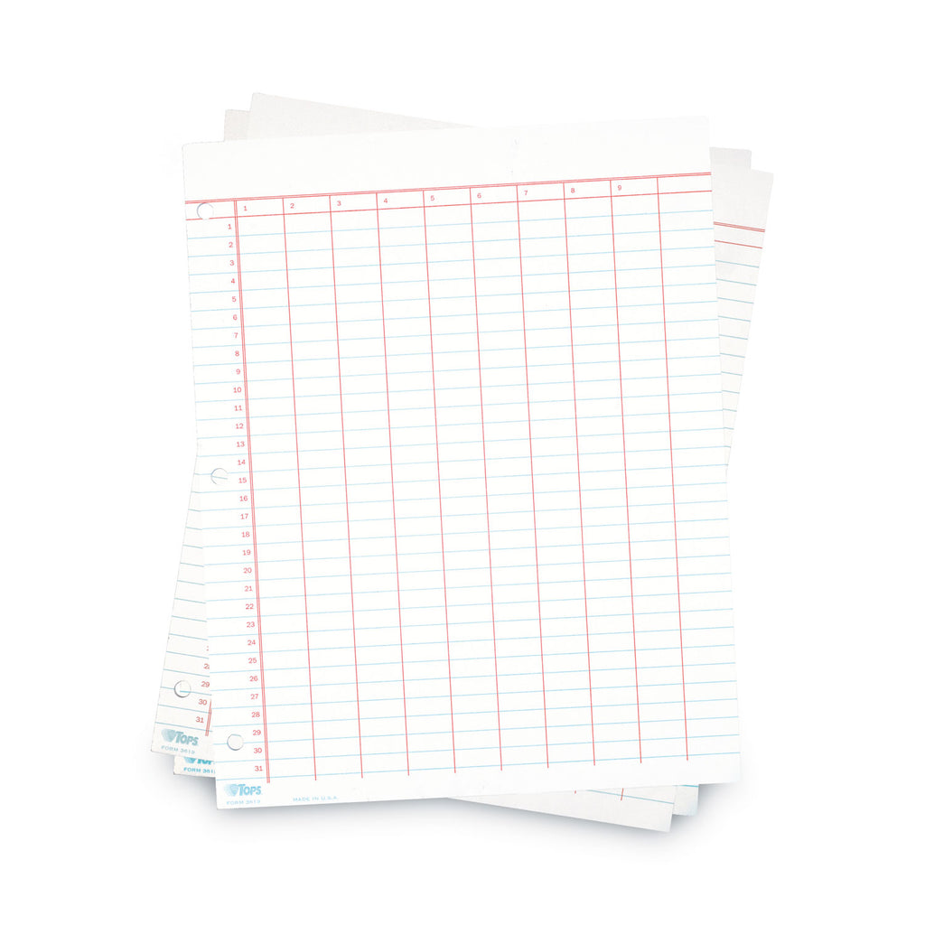 Data Pad with Numbered Column Headings, Data/Lab-Record Format, Wide/Legal Rule, 10 Columns, 8.5 x 11, White, 50 Sheets - 