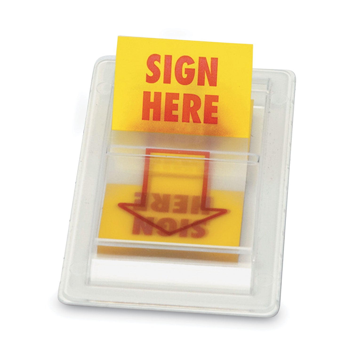 Arrow Page Flags, "Sign Here", Yellow/Red, 50 Flags/Dispenser, 2 Dispensers/Pack - 