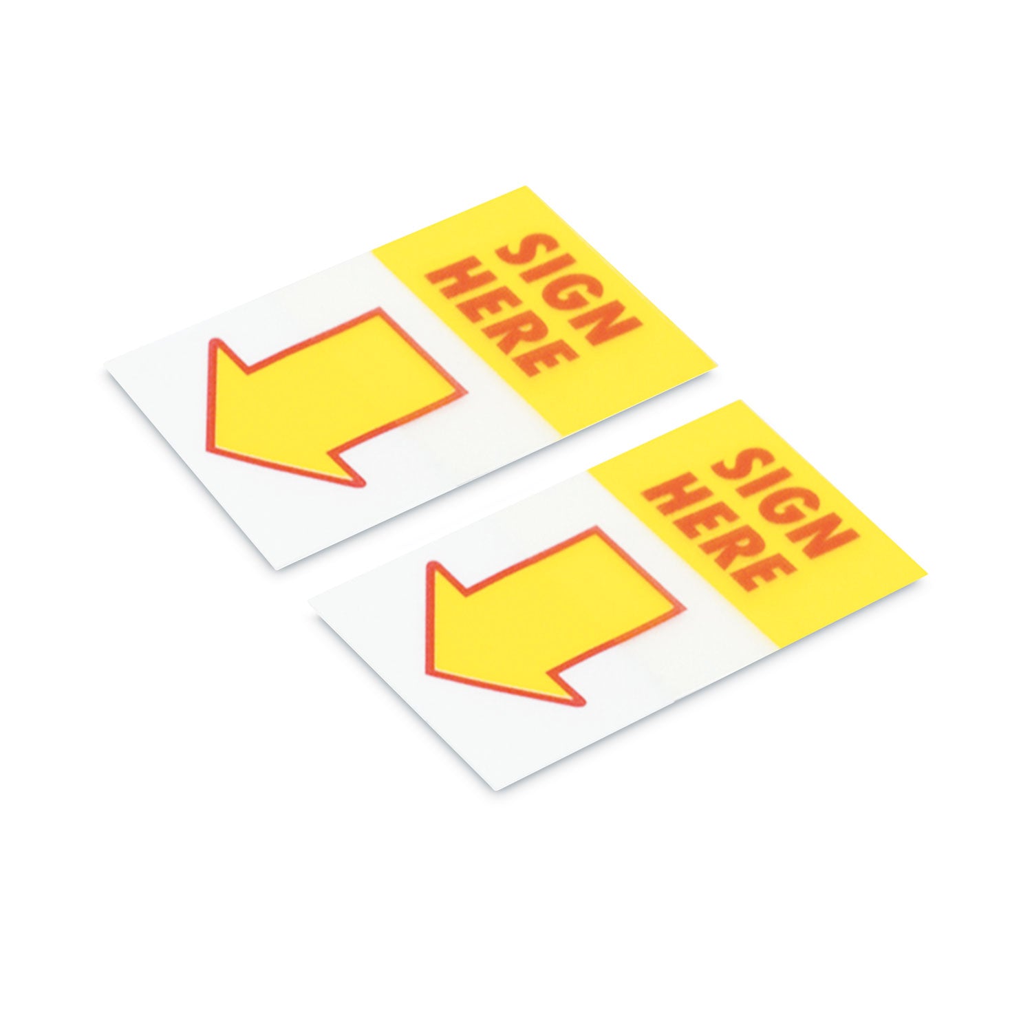 Arrow Page Flags, "Sign Here", Yellow/Red, 50 Flags/Dispenser, 2 Dispensers/Pack - 