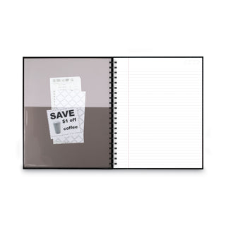 Hardbound Notebook with Pocket, 1-Subject, Wide/Legal Rule, Black Cover, (96) 11 x 8.5 Sheets - 