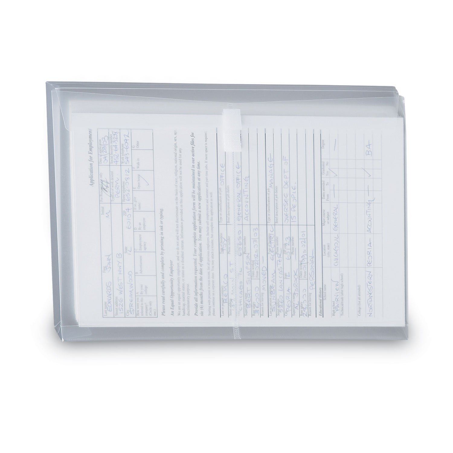 Poly Side-Load Envelopes, Fold-Over Closure, 9.75 x 11.63, Clear, 5/Pack - 