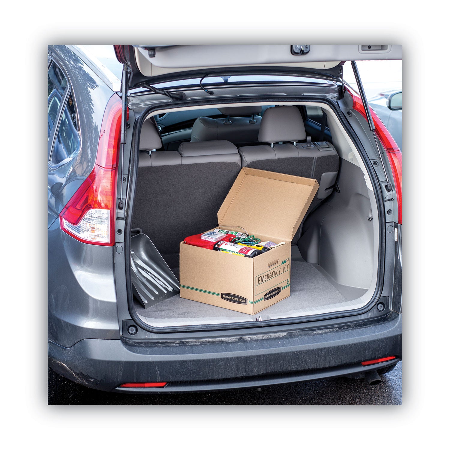 SYSTEMATIC Basic-Duty Attached Lid Storage Boxes, Letter/Legal Files, Kraft/Green, 12/Carton - 