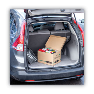 SYSTEMATIC Basic-Duty Attached Lid Storage Boxes, Letter/Legal Files, Kraft/Green, 12/Carton - 