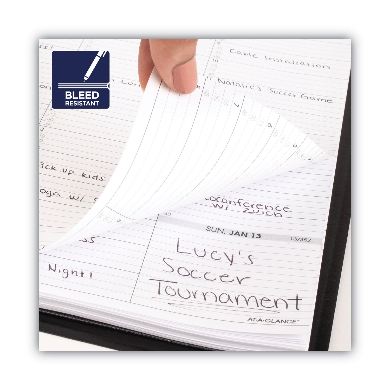 Two-Person Group Daily Appointment Book, 11 x 8, Black Cover, 12-Month (Jan to Dec): 2024