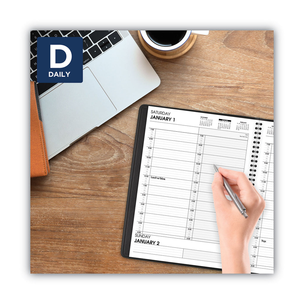 Two-Person Group Daily Appointment Book, 11 x 8, Black Cover, 12-Month (Jan to Dec): 2024