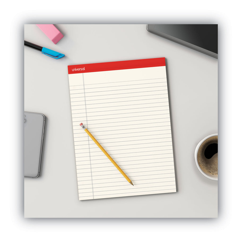 Colored Perforated Ruled Writing Pads, Letter Size Pad (8.5 x 11.75), Wide/Legal Rule, 50 Ivory 8.5 x 11 Sheets, Dozen