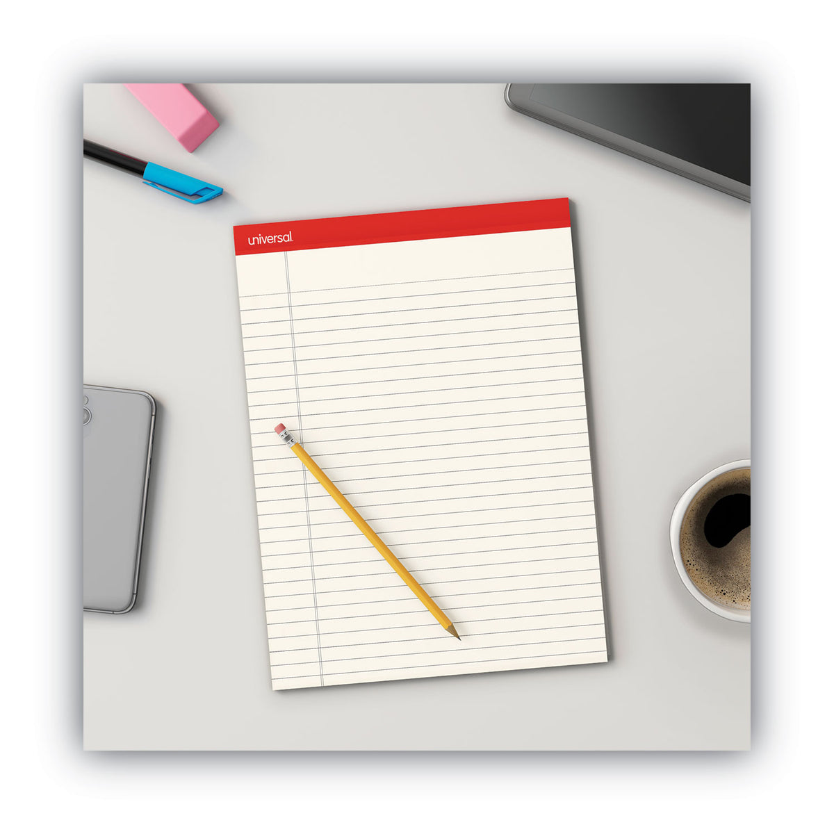 Colored Perforated Ruled Writing Pads, Letter Size Pad (8.5 x 11.75), Wide/Legal Rule, 50 Ivory 8.5 x 11 Sheets, Dozen