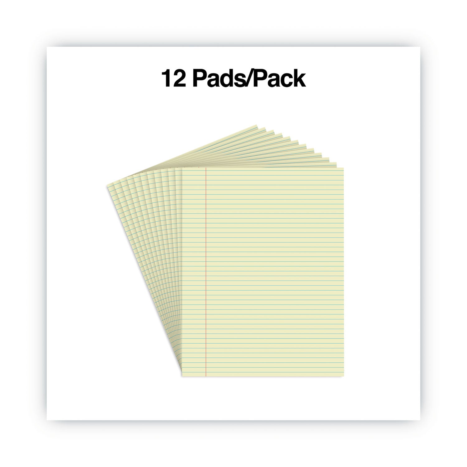 Glue Top Pads, Narrow Rule, 50 Canary-Yellow 8.5 x 11 Sheets, Dozen - 