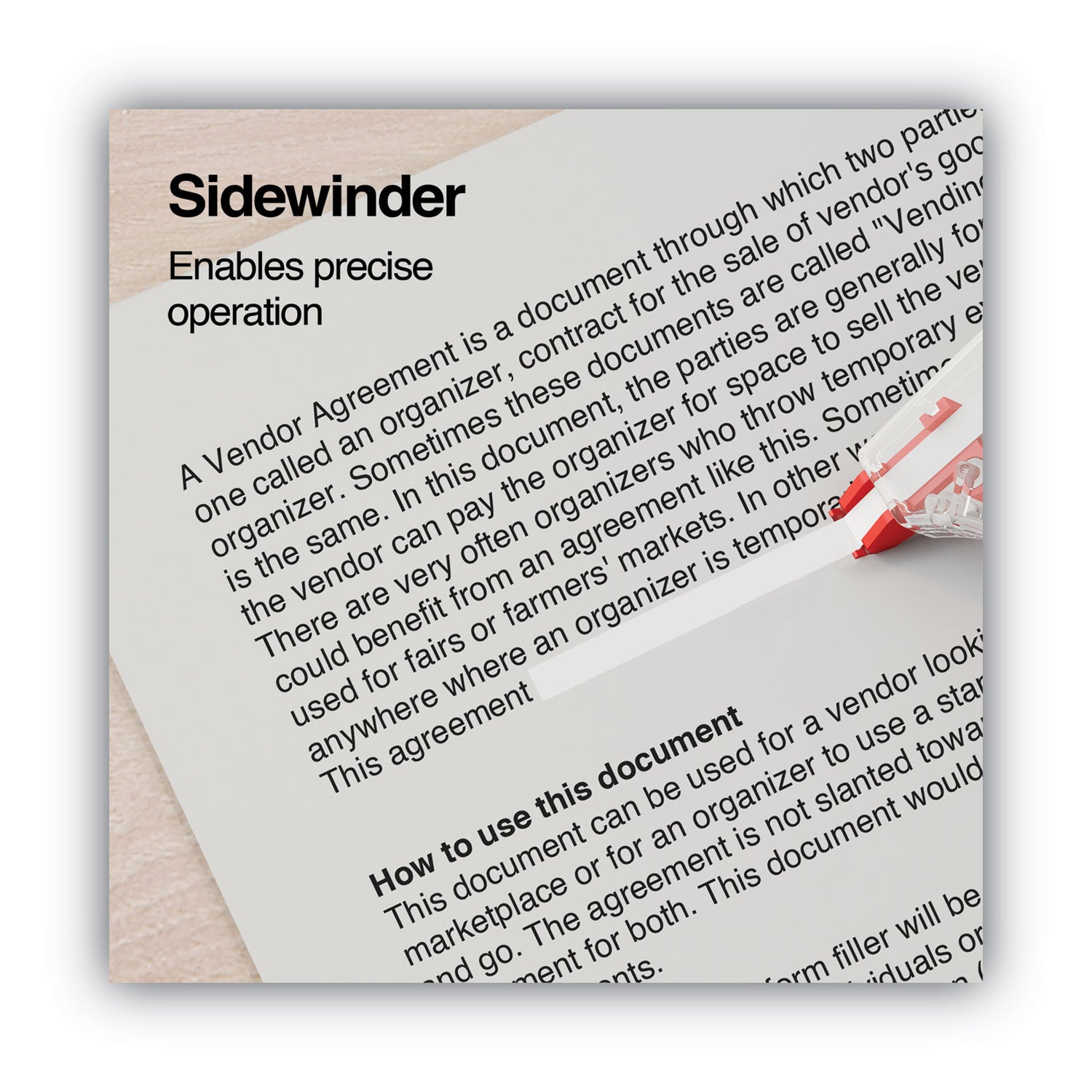 Side-Application Correction Tape, Transparent Red Applicator, 0.2" x 393", 6/Pack