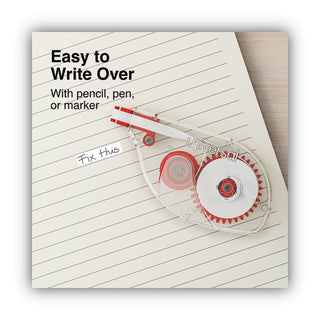Side-Application Correction Tape, Transparent Red Applicator, 0.2" x 393", 6/Pack