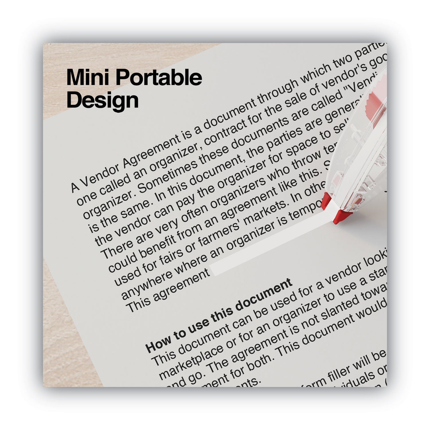 Correction Tape, Mini Economy, Non-Refillable, Clear/Red Applicator, 0.25" x 275", 10/Pack