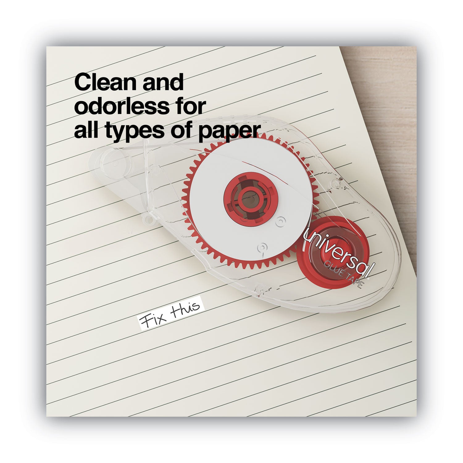 Double-sided Adhesive Tape Roller, 0.31" x 32.8 ft, Dries Clear, 2/Pack - 