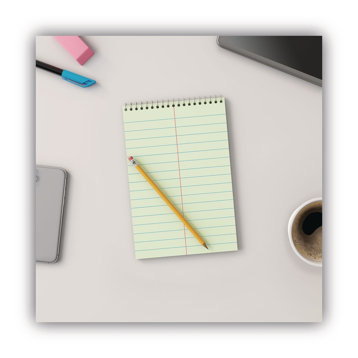 Steno Pads, Pitman Rule, Red Cover, 60 Green-Tint 6 x 9 Sheets