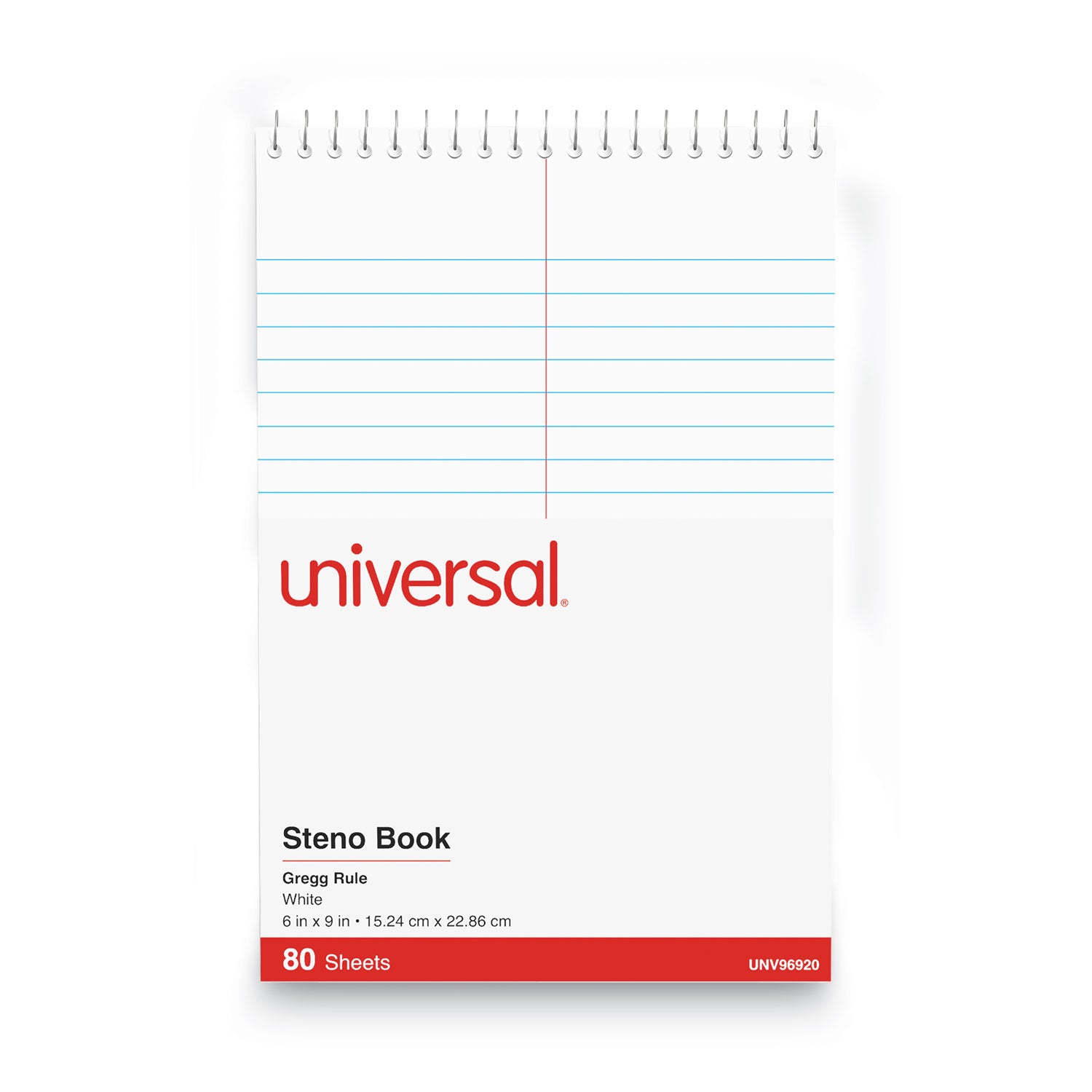 Steno Pads, Gregg Rule, Red Cover, 80 White 6 x 9 Sheets - 