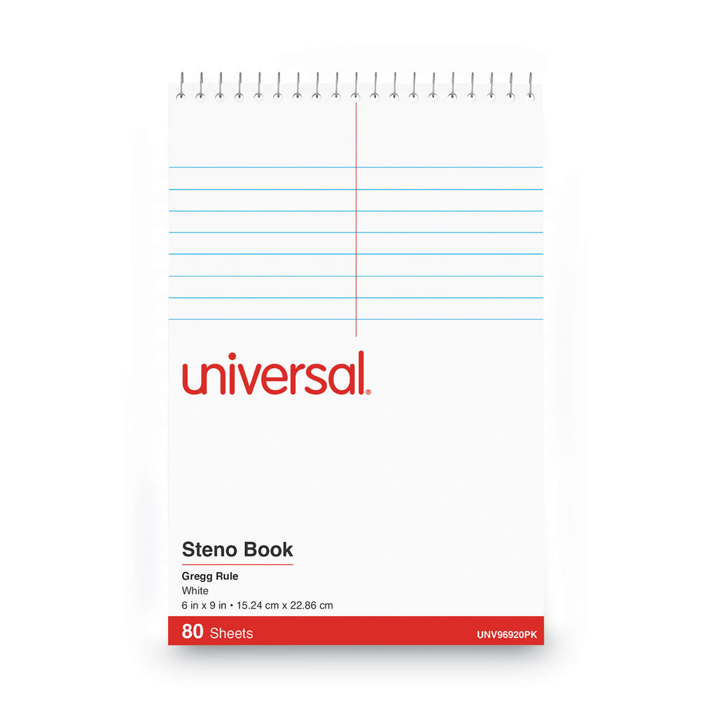 Steno Pads, Gregg Rule, Red Cover, 80 White 6 x 9 Sheets, 6/Pack