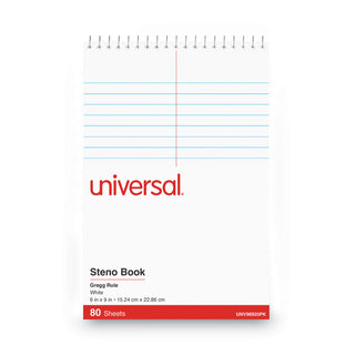 Steno Pads, Gregg Rule, Red Cover, 80 White 6 x 9 Sheets, 6/Pack