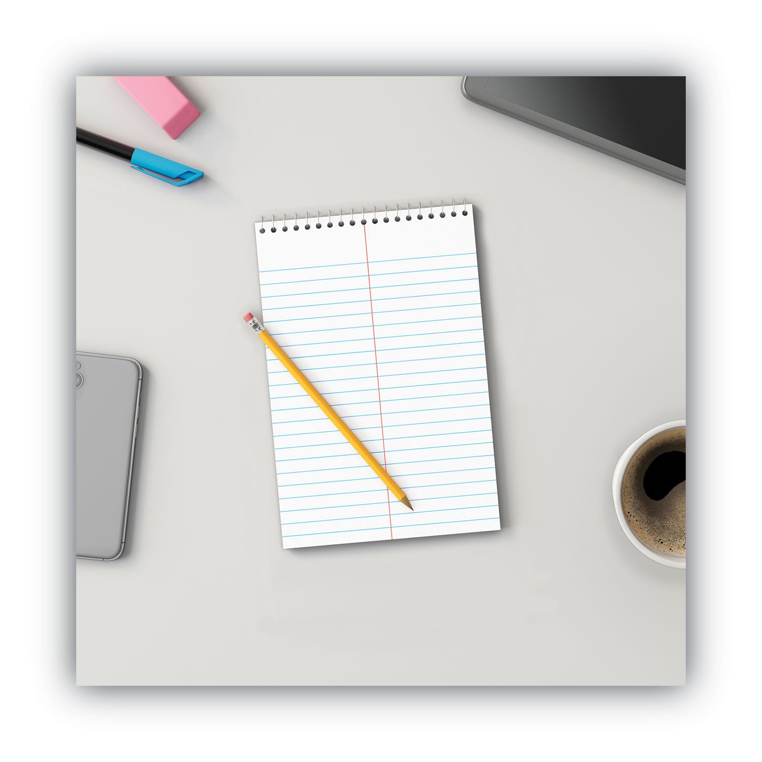 Steno Pads, Gregg Rule, Red Cover, 80 White 6 x 9 Sheets, 6/Pack