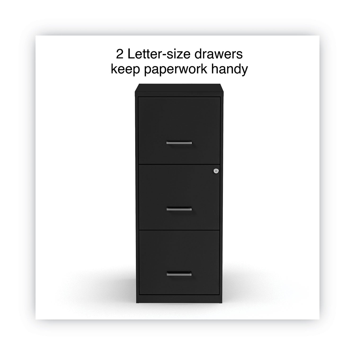 Soho Vertical File Cabinet, 3 Drawers: File/File/File, Letter, Black, 14" x 18" x 34.9