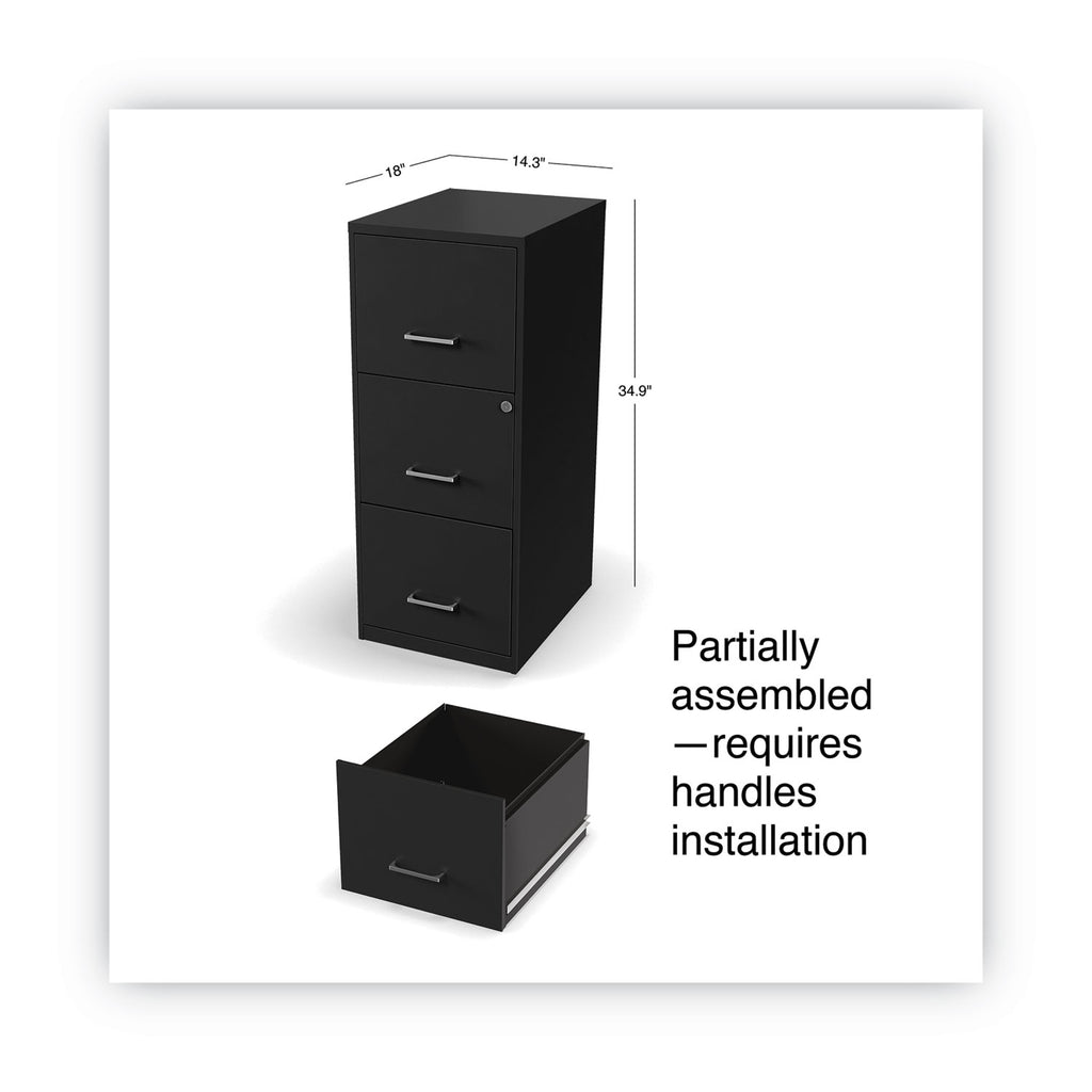Soho Vertical File Cabinet, 3 Drawers: File/File/File, Letter, Black, 14" x 18" x 34.9