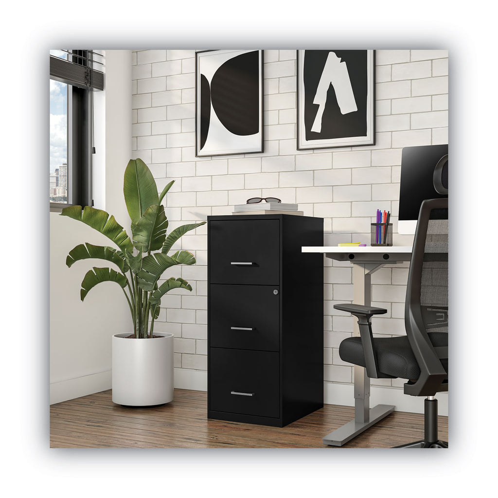Soho Vertical File Cabinet, 3 Drawers: File/File/File, Letter, Black, 14" x 18" x 34.9