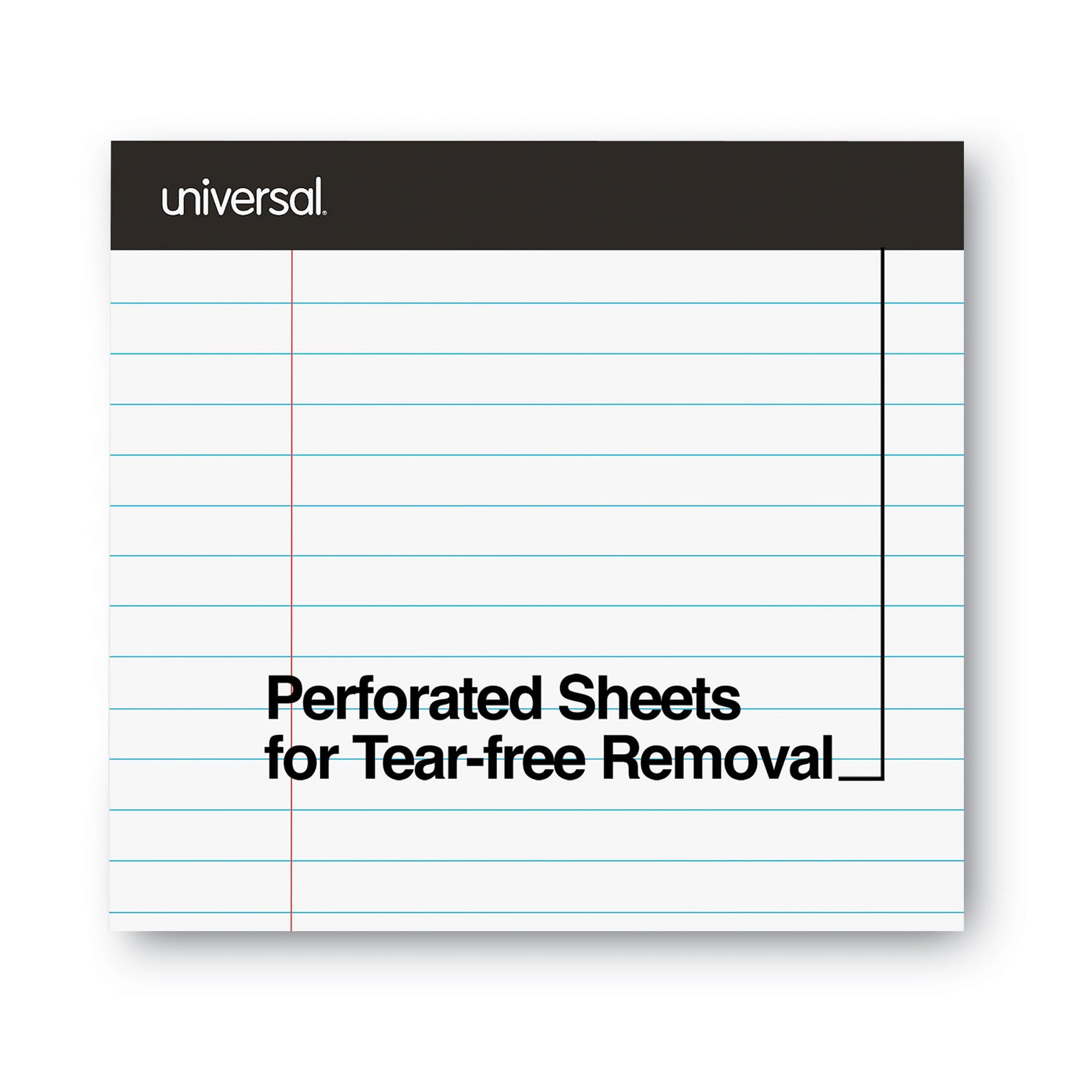 Premium Ruled Writing Pads with Heavy-Duty Back, Wide/Legal Rule, Black Headband, 50 White 8.5 x 11 Sheets, 12/Pack - 