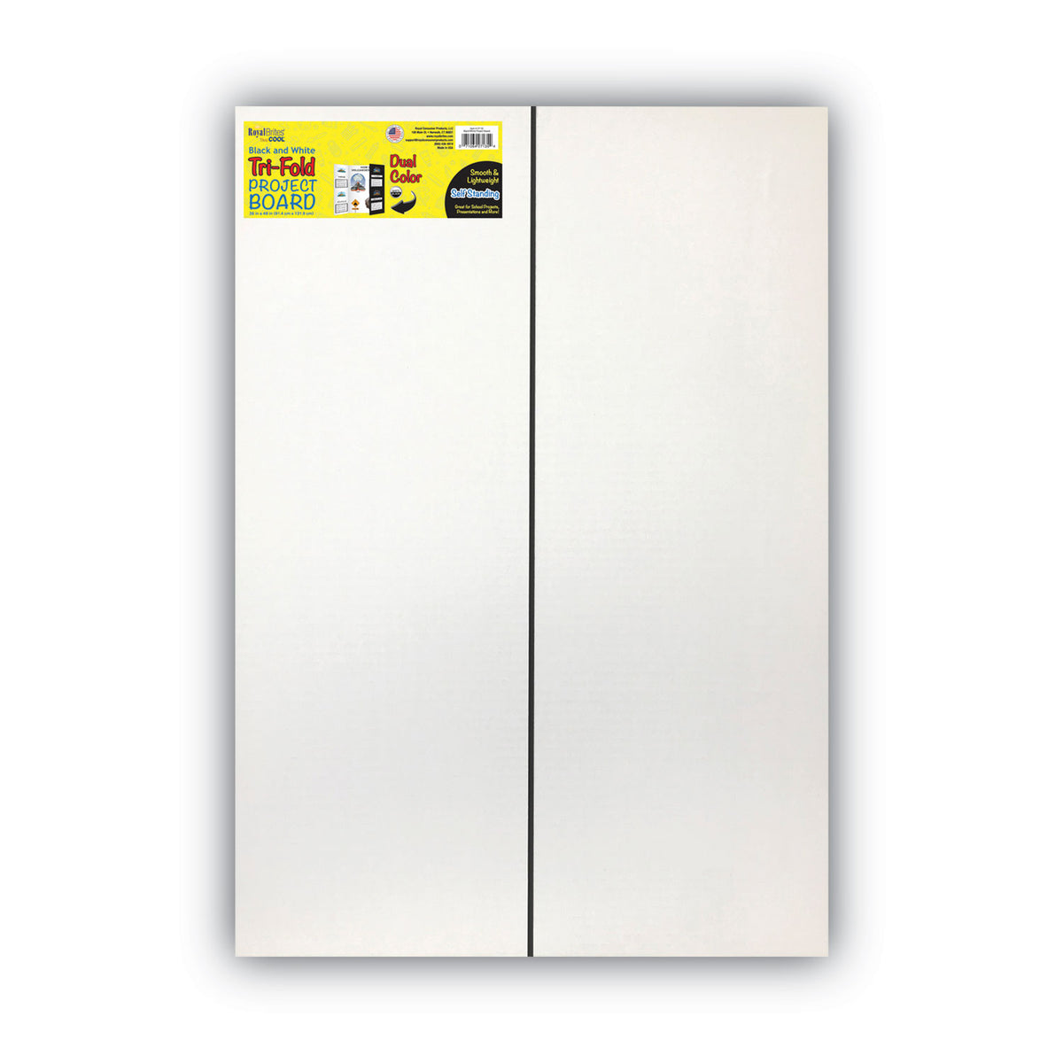 Two Cool Tri-Fold Poster Board, 36 x 48, Black/White, 6/Carton