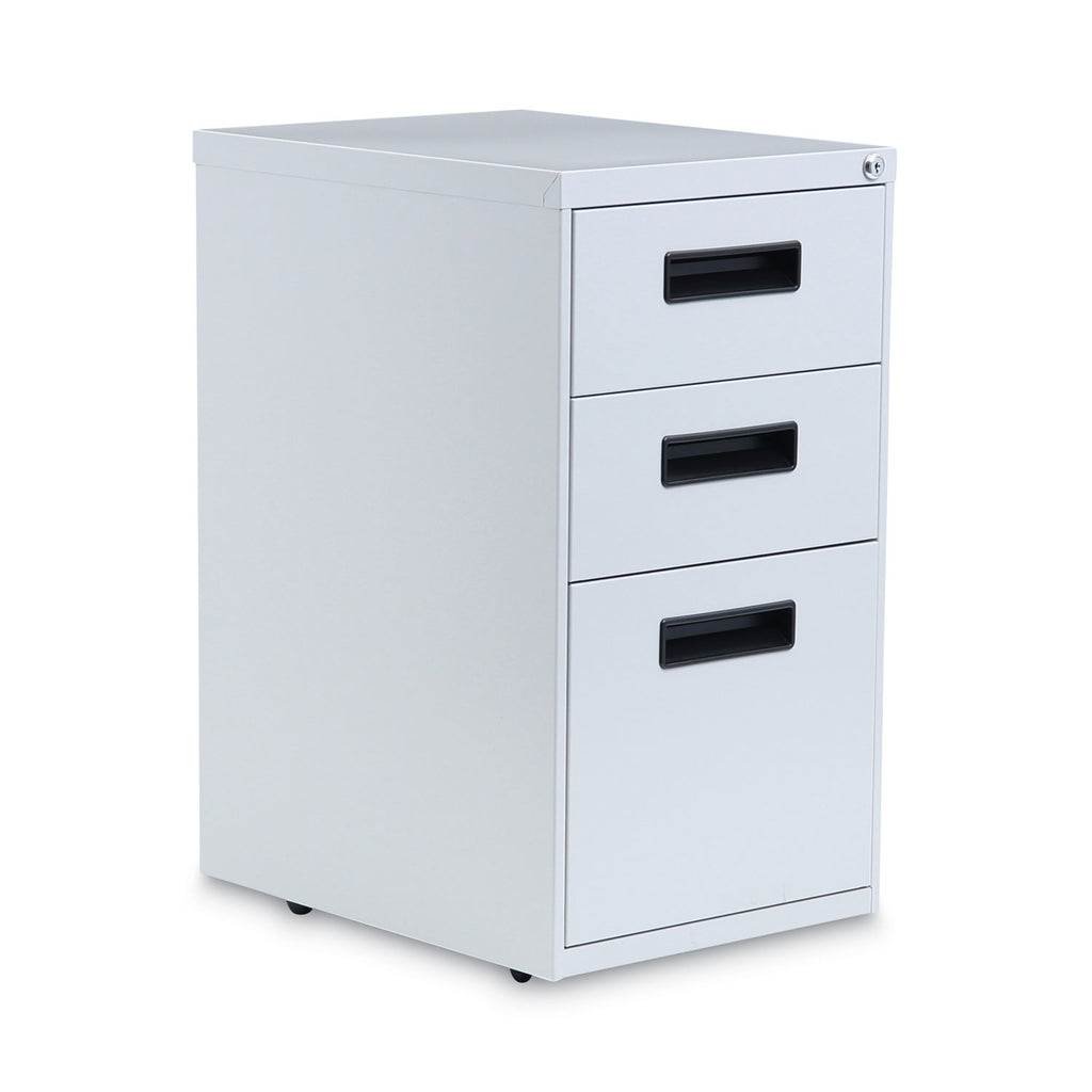 File Pedestal, Left or Right, 3-Drawers: Box/Box/File, Legal/Letter, Light Gray, 14.96" x 19.29" x 27.75