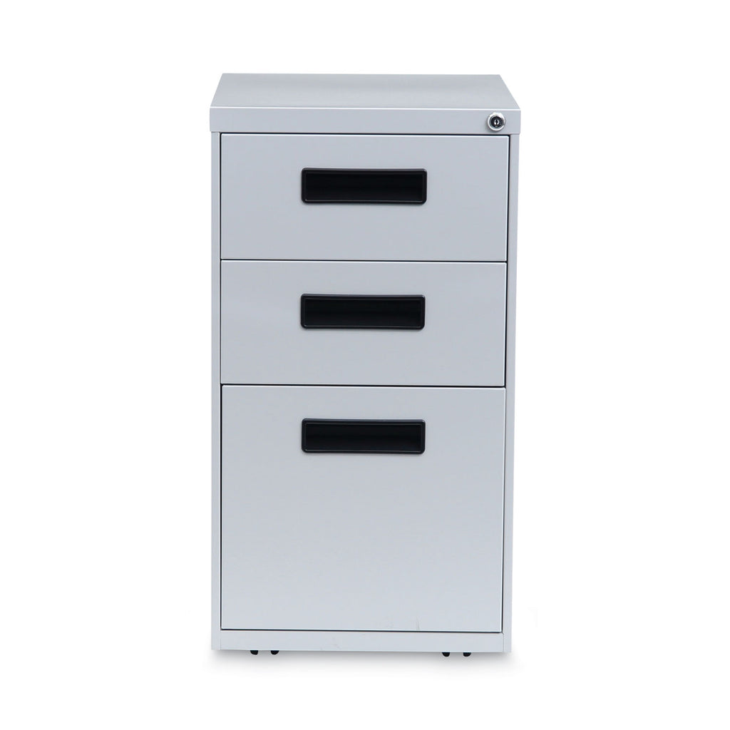 File Pedestal, Left or Right, 3-Drawers: Box/Box/File, Legal/Letter, Light Gray, 14.96" x 19.29" x 27.75