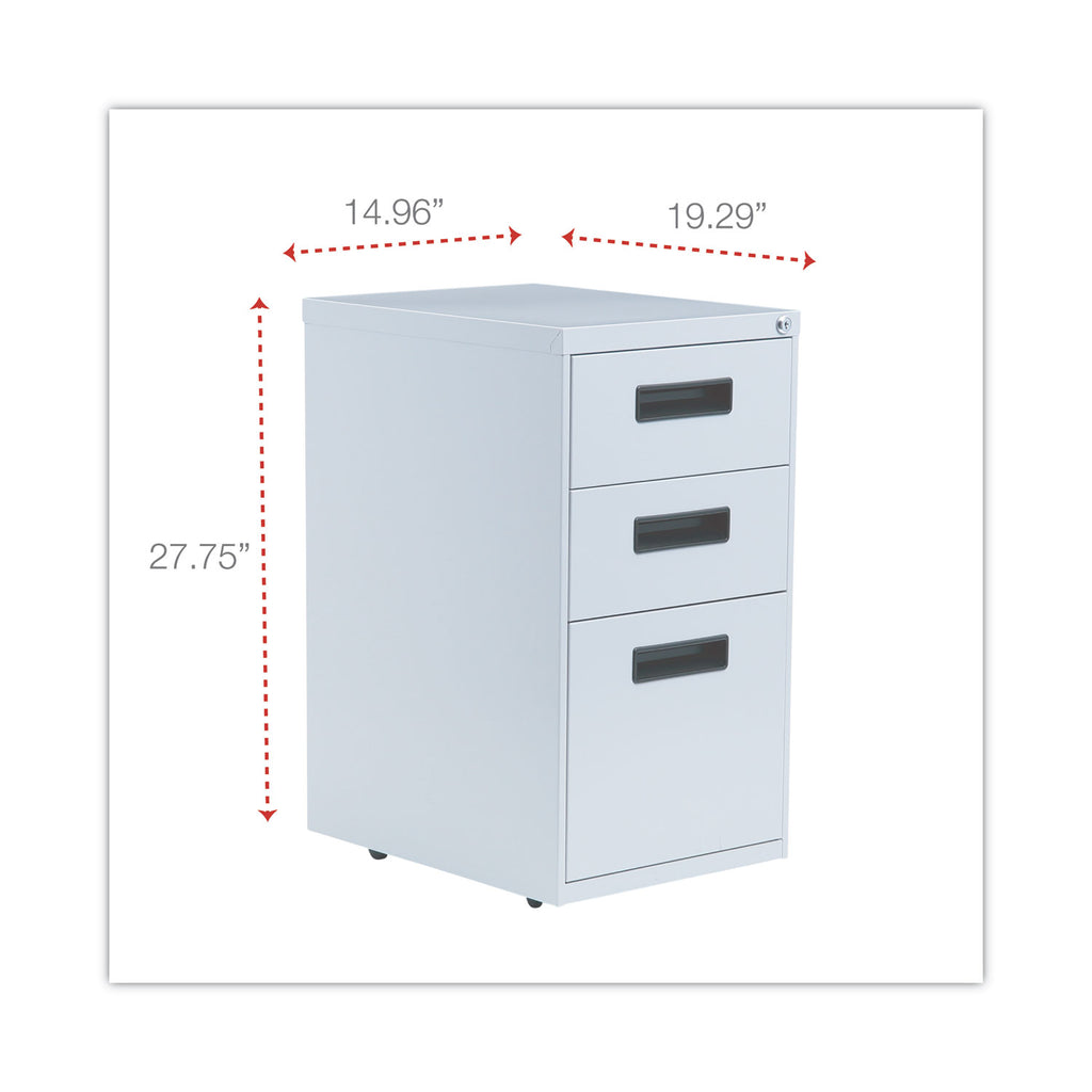 File Pedestal, Left or Right, 3-Drawers: Box/Box/File, Legal/Letter, Light Gray, 14.96" x 19.29" x 27.75