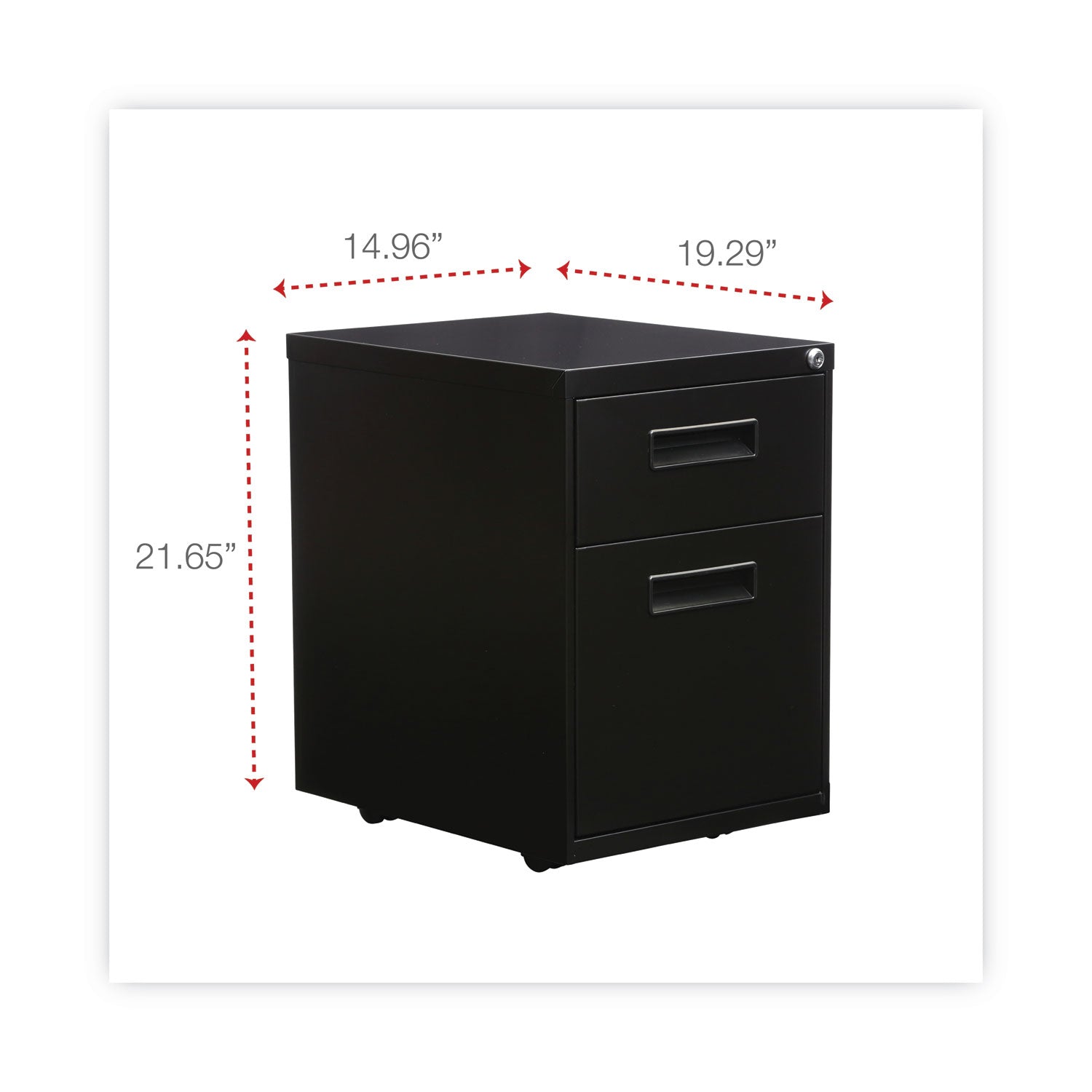 File Pedestal, Left or Right, 2-Drawers: Box/File, Legal/Letter, Black, 14.96" x 19.29" x 21.65