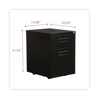 File Pedestal, Left or Right, 2-Drawers: Box/File, Legal/Letter, Black, 14.96" x 19.29" x 21.65