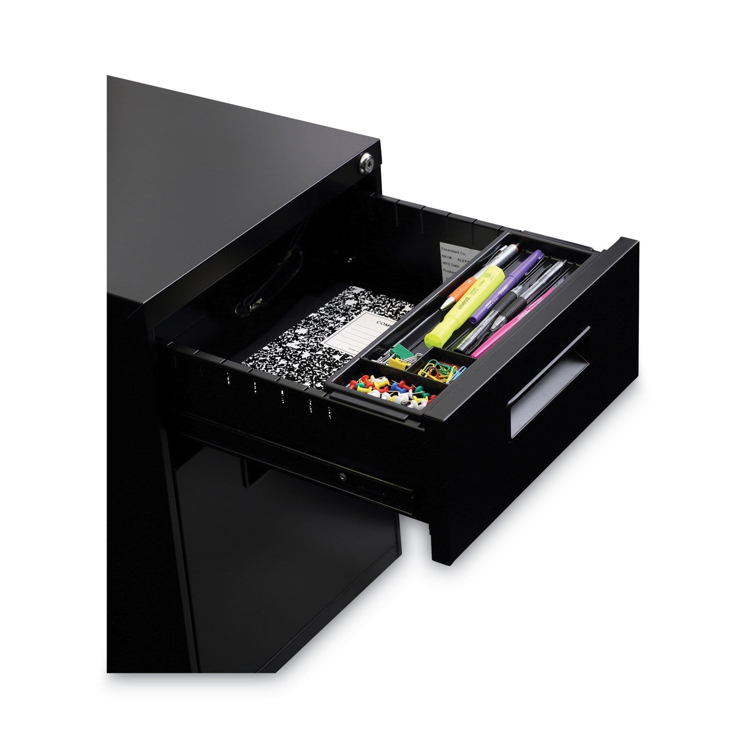 File Pedestal, Left or Right, 2-Drawers: Box/File, Legal/Letter, Black, 14.96" x 19.29" x 21.65