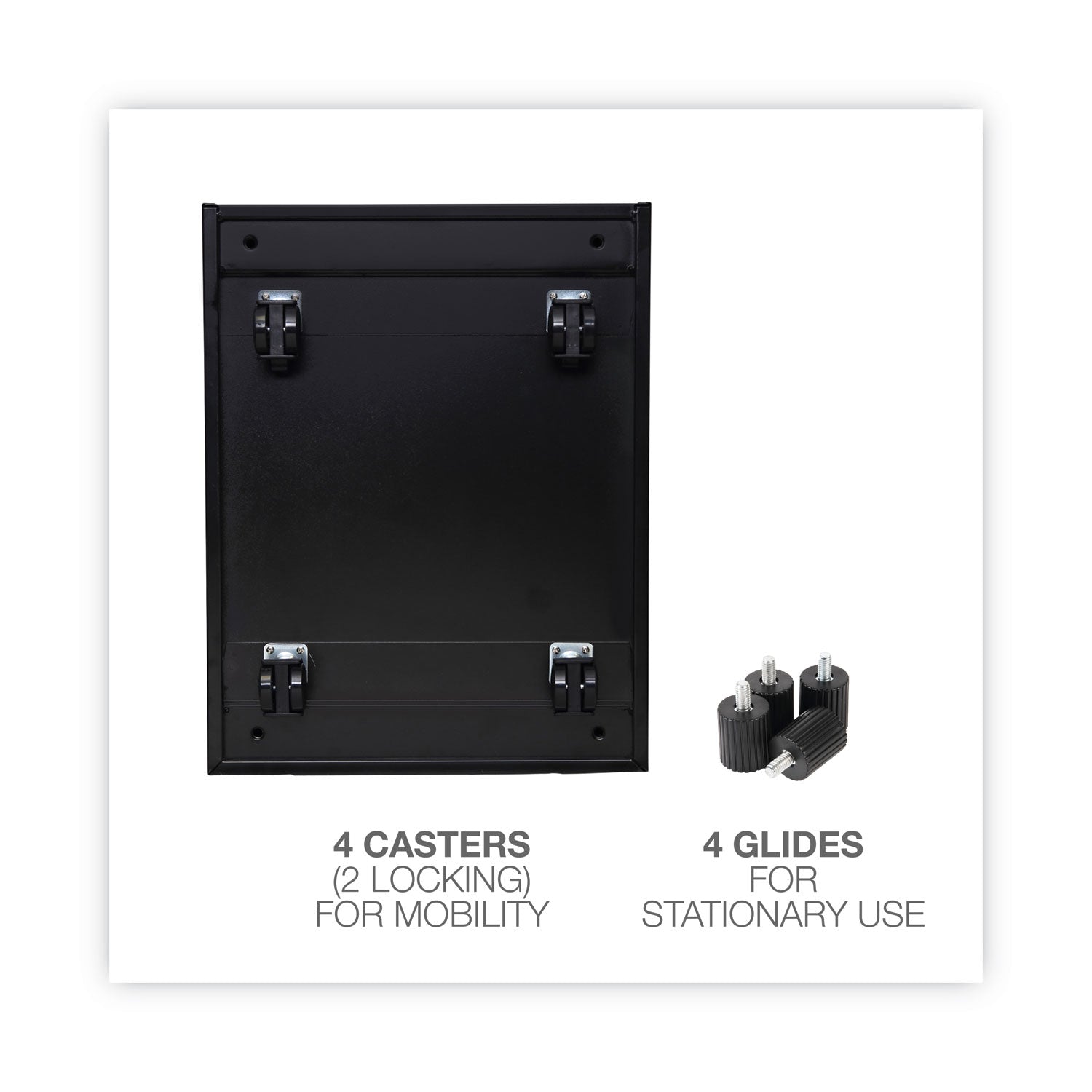 File Pedestal, Left or Right, 2-Drawers: Box/File, Legal/Letter, Black, 14.96" x 19.29" x 21.65
