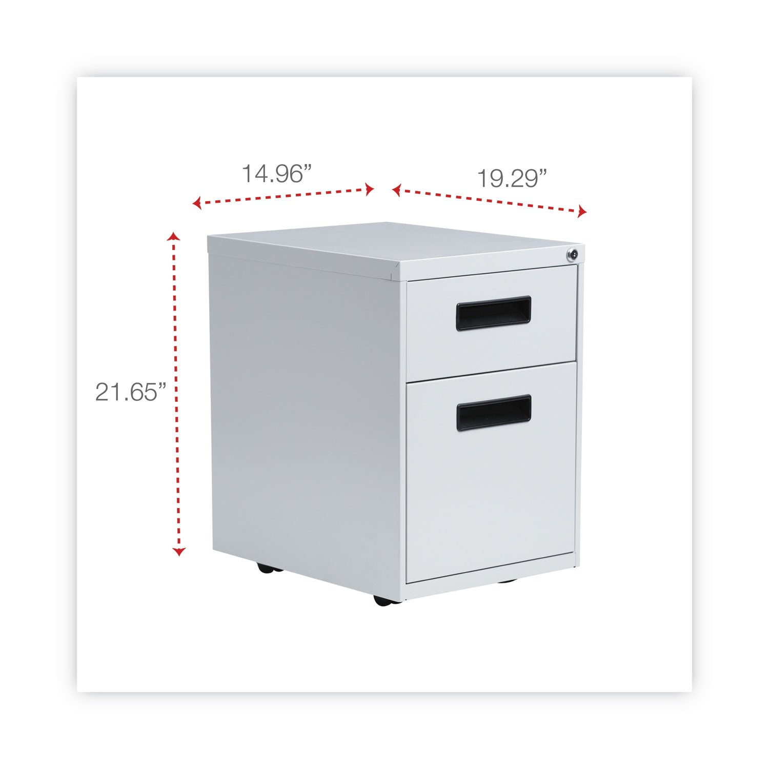 File Pedestal, Left or Right, 2-Drawers: Box/File, Legal/Letter, Light Gray, 14.96" x 19.29" x 21.65