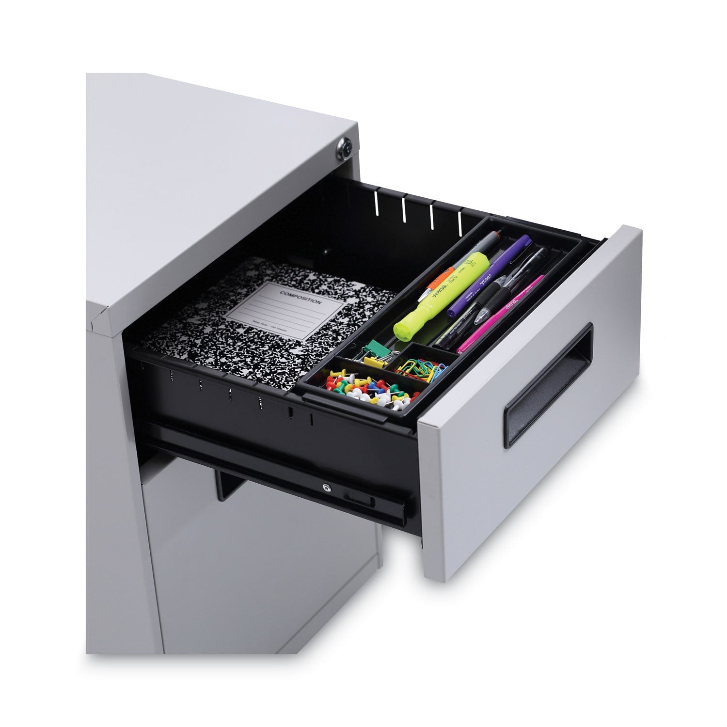 File Pedestal, Left or Right, 2-Drawers: Box/File, Legal/Letter, Light Gray, 14.96" x 19.29" x 21.65