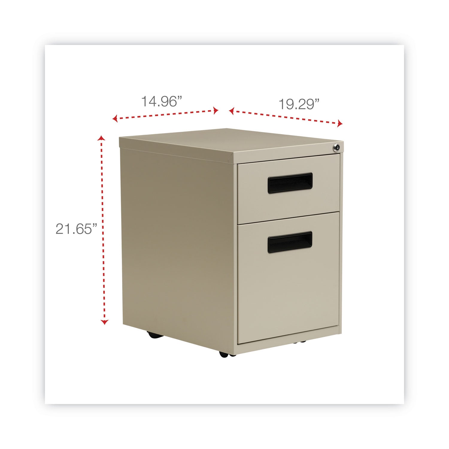 File Pedestal, Left or Right, 2-Drawers: Box/File, Legal/Letter, Putty, 14.96" x 19.29" x 21.65