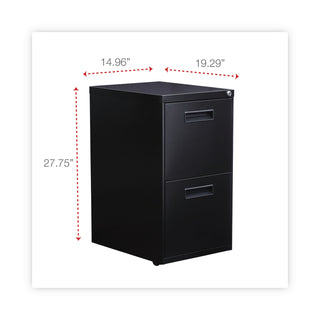 File Pedestal, Left or Right, 2 Legal/Letter-Size File Drawers, Black, 14.96" x 19.29" x 27.75